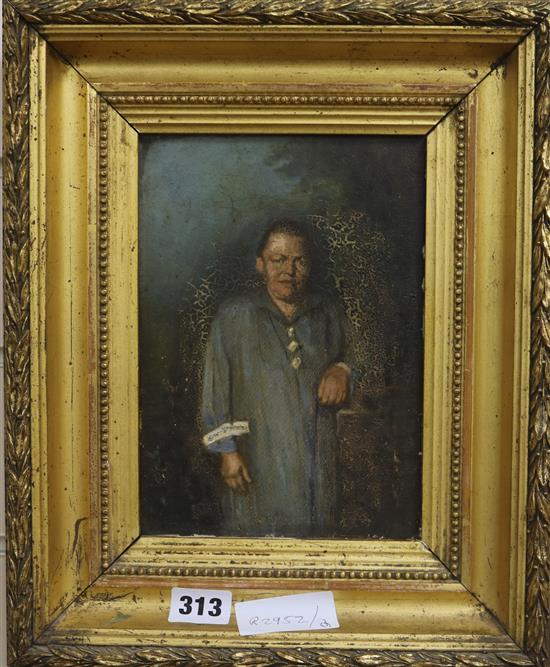 Manner of Chinnery oil on panel, European in Chinese costume 20.5 x 14.5cm